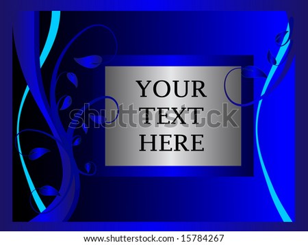 A floral  vector background in shades of blue with a frame for text or a picture