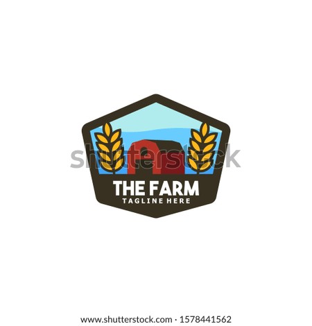 Flat Farm Logo Badge Design Vector Template
