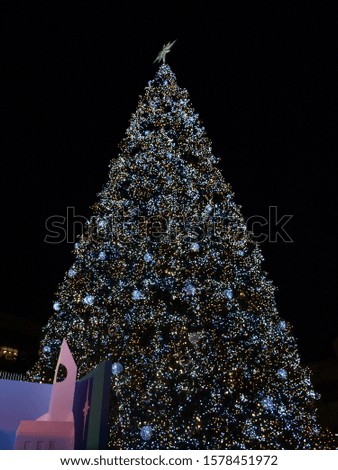 huge Christmas tree with light and decoration 