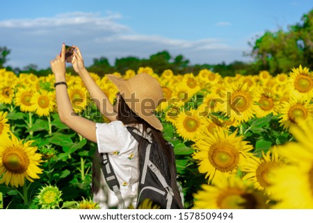 The girls enjoyed playing in the sunflower field.