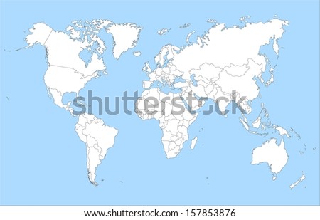 A world map in white. Royalty-Free Stock Photo #157853876
