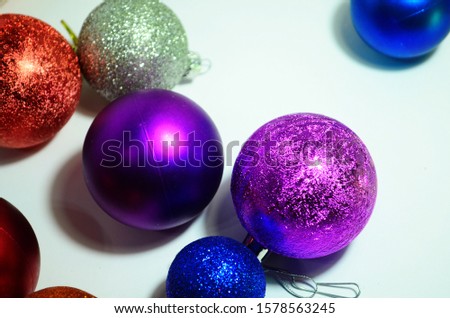colored christmas balls toys close up