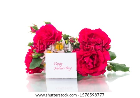 bouquet of beautiful red roses on a white