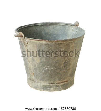 Old metal bucket isolated on white background Royalty-Free Stock Photo #157870736