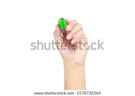 Magic pen in the hand on a white background
