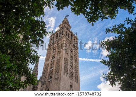 View of the beautiful tower of the Giralda in the city of Seville