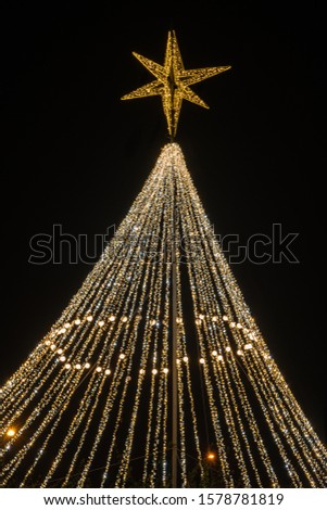 Christmas tree and decorations near the Ria de Aveiro, Aveiro, Portugal