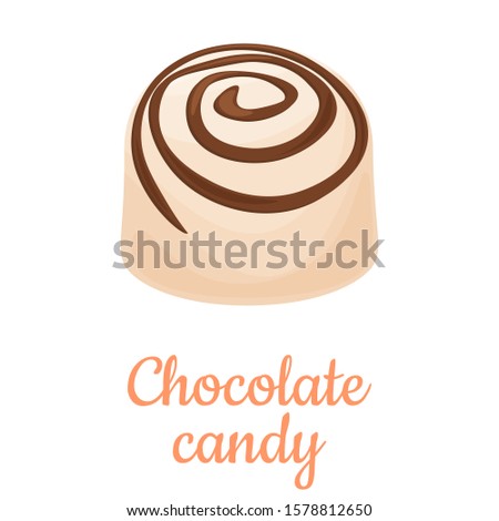 Chocolate candy cartoon illustration, isolated chocolate sweet dessert icon.