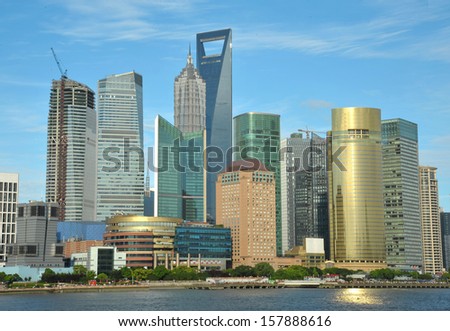 panoramic picture of the lujiazui financial center in shanghai china 