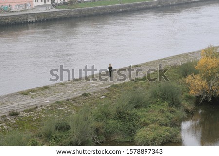 Along the Danube River, Regensburg city on an Autumn day