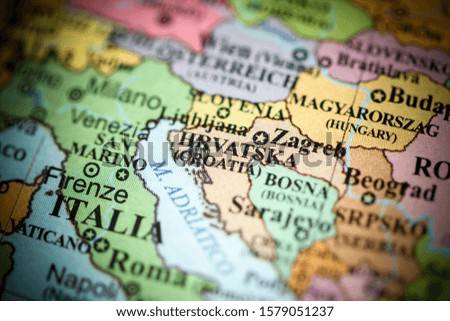 Hrvatska. Europe on a geography map Royalty-Free Stock Photo #1579051237