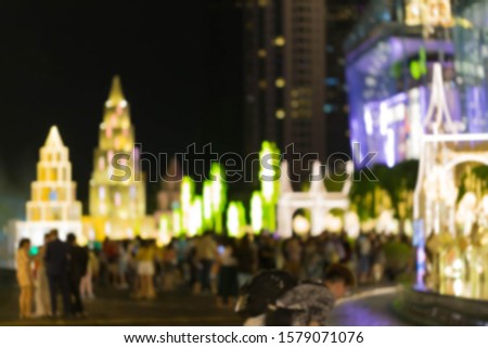 Blurred picture of christmas town in xmas festival that decorate by christmas light for local people and foreign tourist for celebrate on holiday.