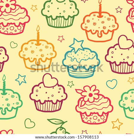 Colorful muffins seamless pattern background raster