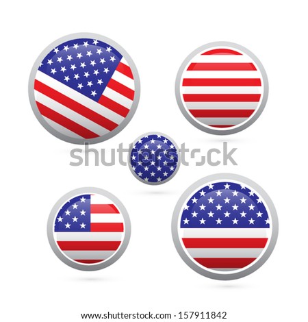 american flag buttons set isolated on white background