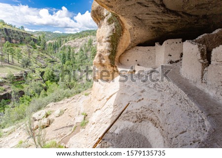 Gila Cliff Dwellings National Monument in New Mexico, USA Royalty-Free Stock Photo #1579135735