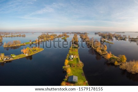 Drone view Vinkeveense plassen Netherlands, vinkeveen aerial autumn bright sky beautiful lake