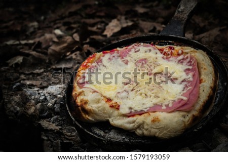 Outdoor cooking- Pizza cooking in the forest while fishing in Bulgaria Tundja River