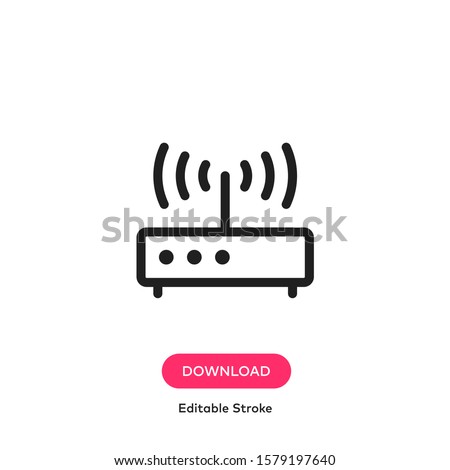 Vector Line Icon of Wi Fi Router and Wireless Internet with Editable Stroke. EPS 10 Royalty-Free Stock Photo #1579197640