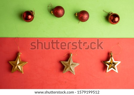 Christmas decorations on top of colorful background