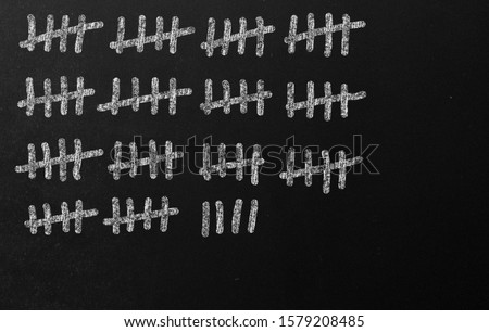 Tally painted on blackboard with chalk