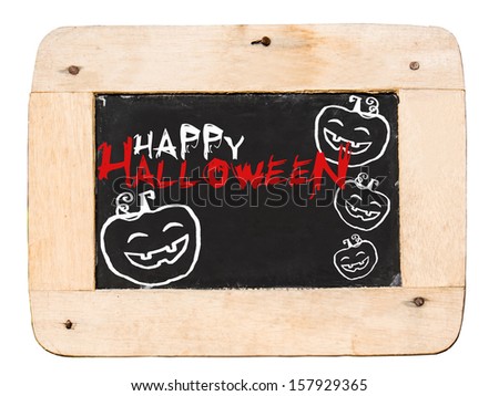 Happy Halloween  text  on chalkboard / isolated background