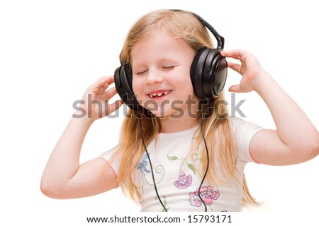 girl in headphones singing song
