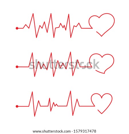 Heart pace line with heart shape. Cardiology clinic logo. Abstract ECG heartbeat line. Valentines day design. Vector illustration. Royalty-Free Stock Photo #1579317478
