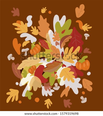 Artistic autumn. Leaves and birds shapes. stock illustration