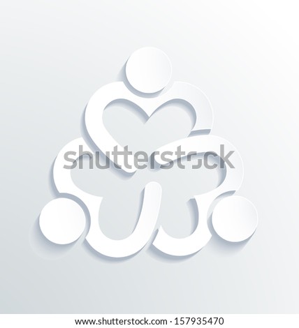 Business label white icon design. Heart sharing 3