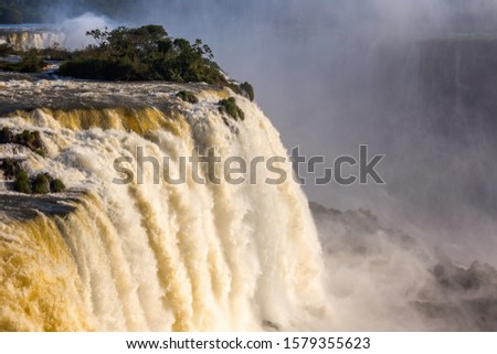 Streams of water falling from Iguazy Falls, Brazilian side , Foz Do Iguazu, Brazil