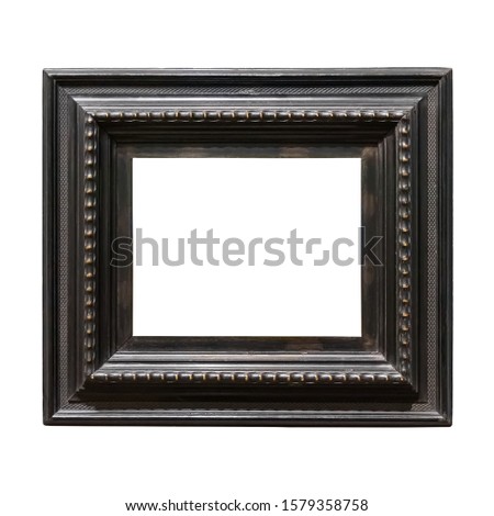 Square wooden decorative picture frame isolated on white background with clipping path