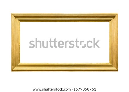 Landscape golden decorative picture frame isolated on white background with clipping path