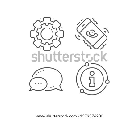 Call center service line icon. Chat bubble, info sign elements. Phone support sign. Feedback symbol. Linear call center outline icon. Information bubble. Vector