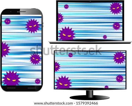 illustration of smart phone and PC  computer virus