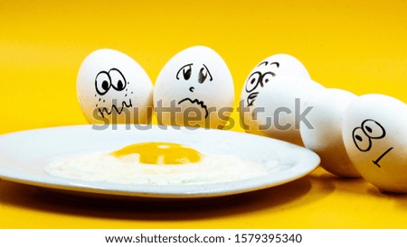 sad eggs for broken egg in yellow background