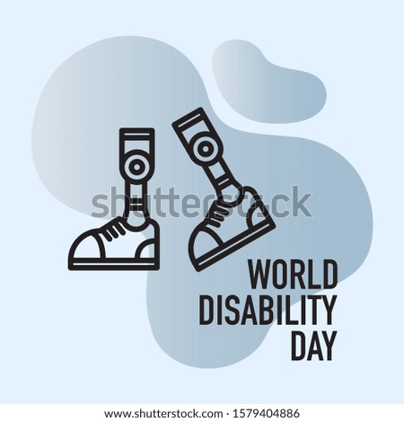 International Day of People with symbol disability. Hands protecting the disabled and globe background