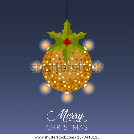 Merry christmas poster with a shiny christmas balls - Vector