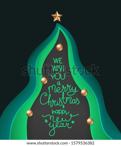 Christmas greeting card with lettering inscription. Christmas design elements