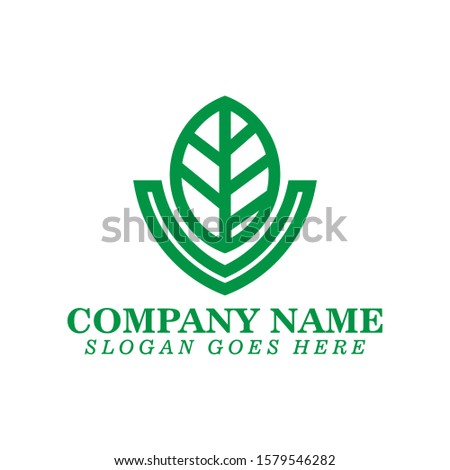 Abstract Leaf Logo design vector template linear style. Stock Vector illustration with white background.