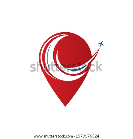 GPS travel vector logo design. Compass aircraft travel unique creative logo design.	
