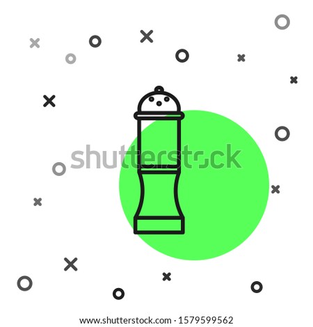 Black line Pepper icon isolated on white background. Cooking spices.  Vector Illustration