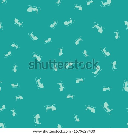 Green Christmas santa claus sleigh icon isolated seamless pattern on green background. Merry Christmas and Happy New Year.  Vector Illustration