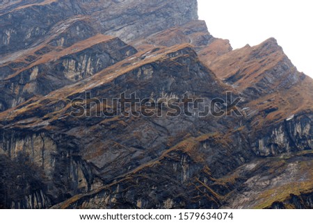 Closeup texture of annapurna massif mountains on annapurna national park Nepal - surface background concept 
