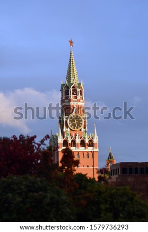 Spasskaya tower of Moscow Kremlin tower, color photo