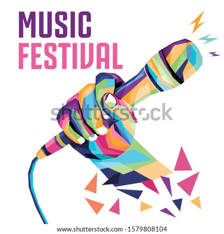 Music Festival Poster colorful style in wpap pop art