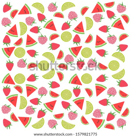 Fruit pattern vector on white background