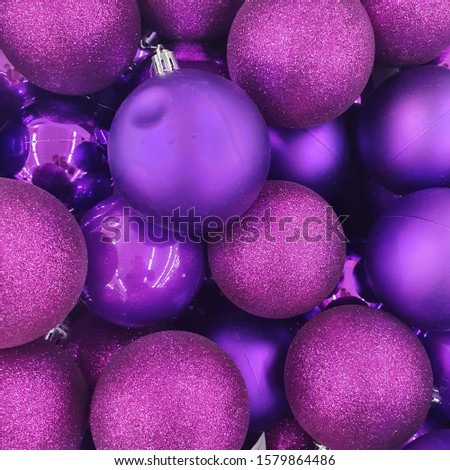 Macro photo Christmas balls. Stock photo new  year tree glass violet ball