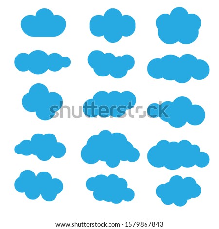 blue simple cloud cartoon shapes bundle set