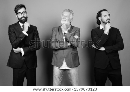 Portrait of multi ethnic bearded businessmen together