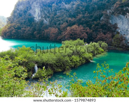 Amazing landscape with turquoise water in Plitvice Lakes National Park, Croatia.